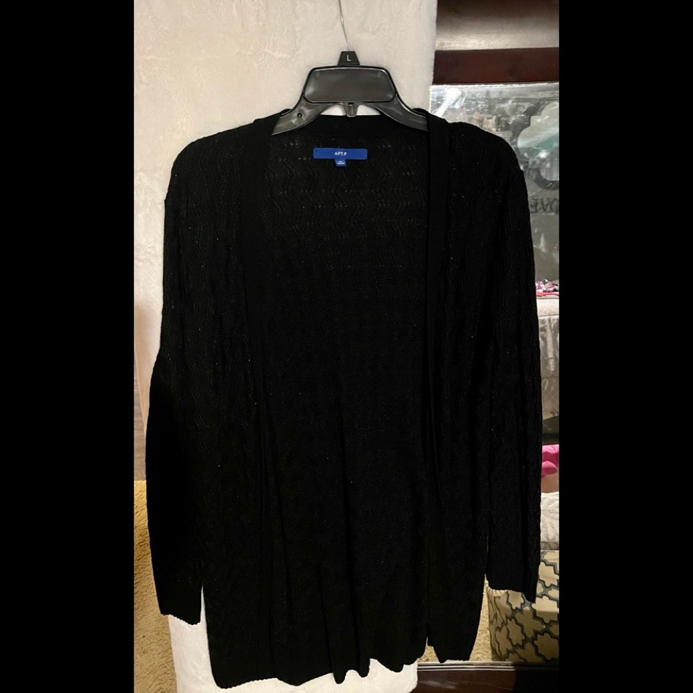 Simply Vera Black Sparkle Cardigan Size XL